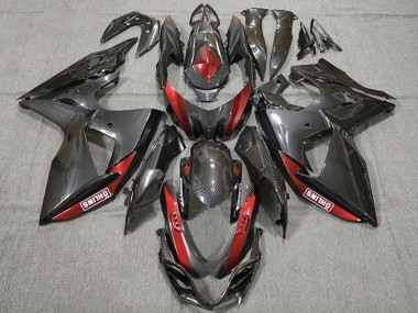 Fibre de Carbone Rouge Carénage Moto Suzuki GSXR 1000 2009-2016 Pas Chère