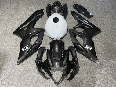 Fibre de Carbone Style Blanc Brillant Carénage Moto Suzuki GSXR 1000 2005-2006 Pas Chère