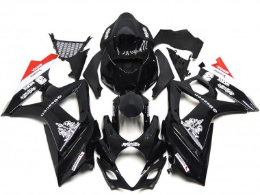 Noir Brillant Blanc Rouge Carénage Moto Suzuki GSXR 1000 2007-2008 Pas Chère