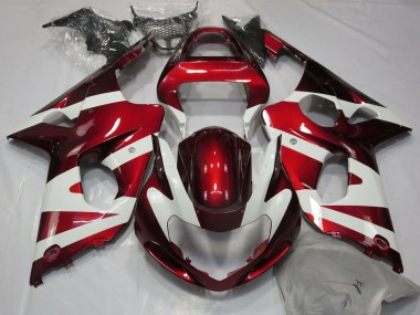 Blanc Rouge Carénage Moto Suzuki GSXR 1000 2000-2002 Pas Chère