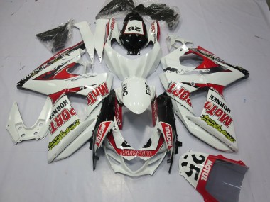 Blanc Rouge Dunlop 52 Carénage Moto Suzuki GSXR 1000 2009-2016 Pas Chère