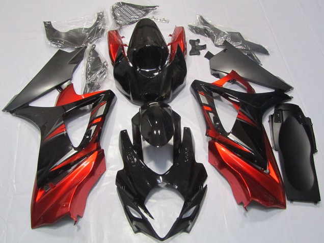 Noir Brillant Rouge Carénage Moto Suzuki GSXR 1000 2007-2008