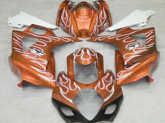 Orange Blanc Flamme Carénage Moto Suzuki GSXR 1000 2007-2008