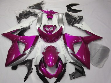 Rose Blanc Carénage Moto Suzuki GSXR 1000 2009-2016 Pas Chère