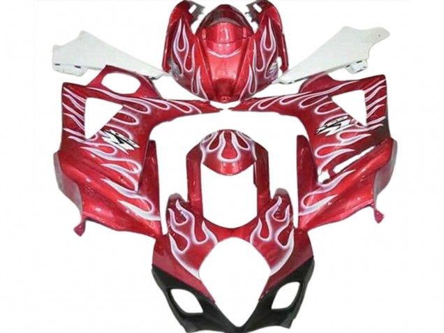 Rouge Blanc Flamme Carénage Moto Suzuki GSXR 1000 2007-2008