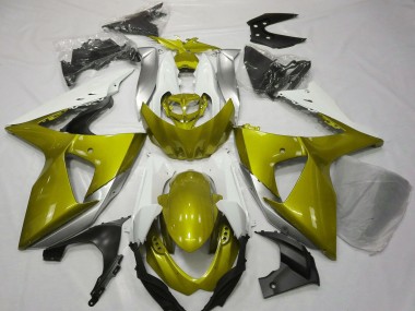 Blanc Jaune Carénage Moto Suzuki GSXR 1000 2009-2016 Pas Chère