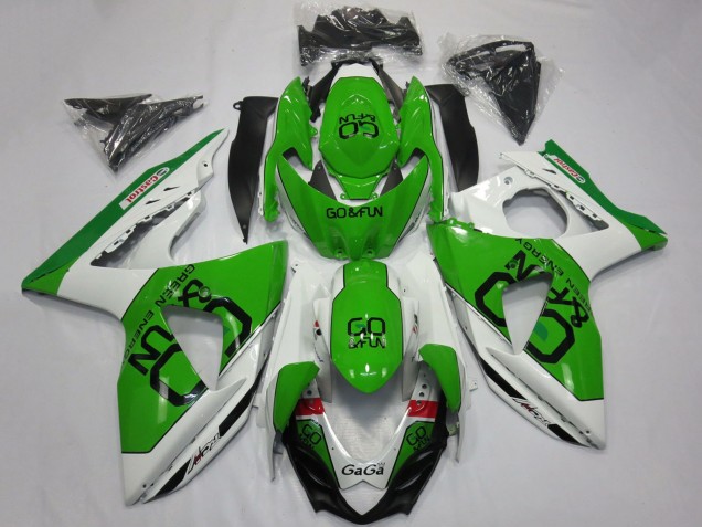 Blanc Vert Go Fun Carénage Moto Suzuki GSXR 1000 2009-2016