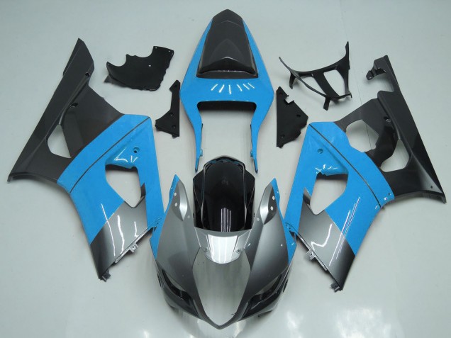 Bleu Clair Argent Noir Carénage Moto Suzuki GSXR 1000 2003-2004