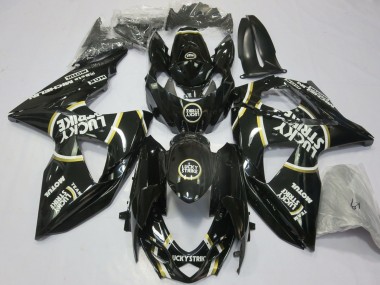 Noir Brillant Lucky Strike Carénage Moto Suzuki GSXR 1000 2009-2016 Pas Chère