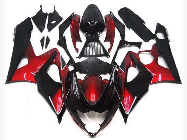 Bonbon Rouge Noir Brillant Carénage Moto Suzuki GSXR 1000 2005-2006 Pas Chère