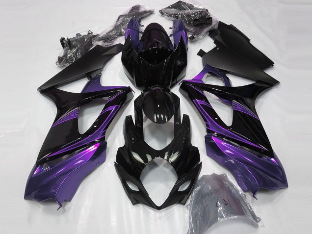 Noir Brillant Violet Carénage Moto Suzuki GSXR 1000 2007-2008