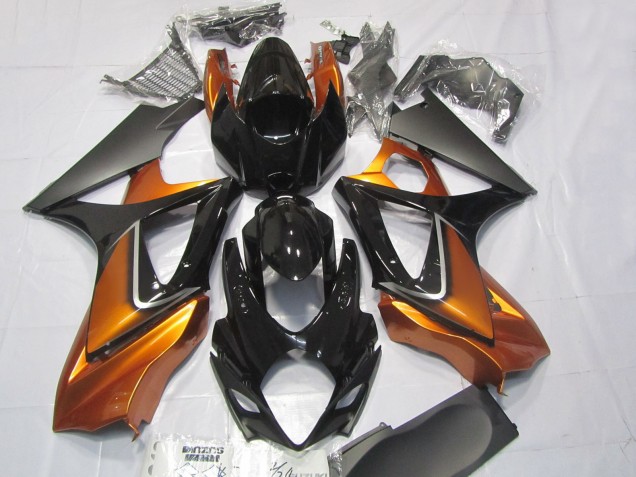 Orange Noir Brillant Noir Mat Carénage Moto Suzuki GSXR 1000 2007-2008