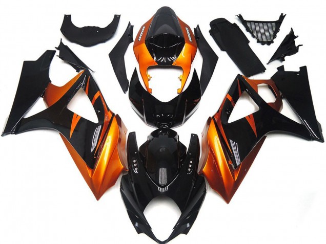 Orange Noir Brillant Carénage Moto Suzuki GSXR 1000 2007-2008
