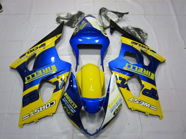 Bleu Jaune Noir Pirelli Carénage Moto Suzuki GSXR 1000 2003-2004