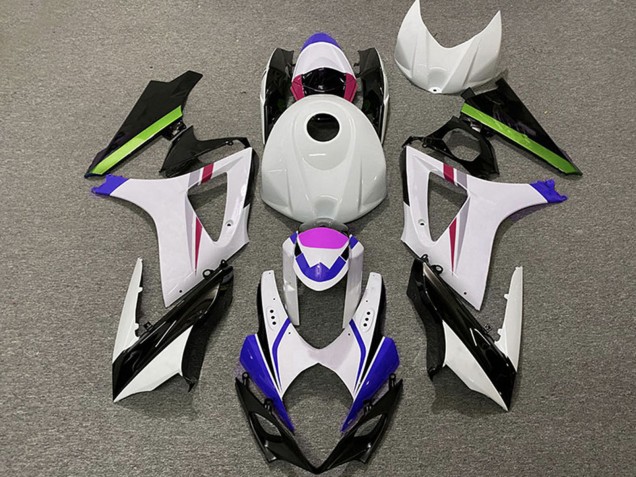 Blanc Bleu Vert Noir Courses Carénage Moto Suzuki GSXR 1000 2007-2008