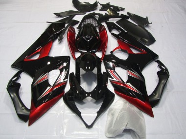 Noir Brillant Rouge Flare Carénage Moto Suzuki GSXR 1000 2005-2006 Pas Chère