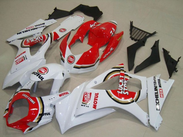 Blanc Rouge Lucky Strike Carénage Moto Suzuki GSXR 1000 2007-2008