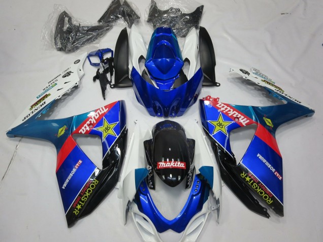 Bleu Rouge Noir Blanc RockStar Carénage Moto Suzuki GSXR 1000 2009-2016