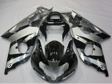 Argent Noir Brillant Carénage Moto Suzuki GSXR 1000 2000-2002 Pas Chère