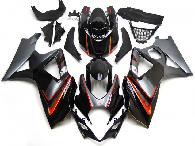 Noir Brillant Rouge Argent Carénage Moto Suzuki GSXR 1000 2007-2008