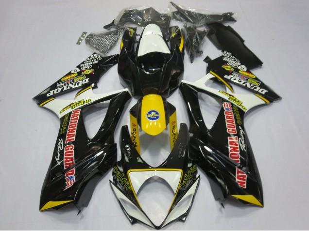 Blanc Jaune Rouge Noir Dunlop Carénage Moto Suzuki GSXR 1000 2007-2008