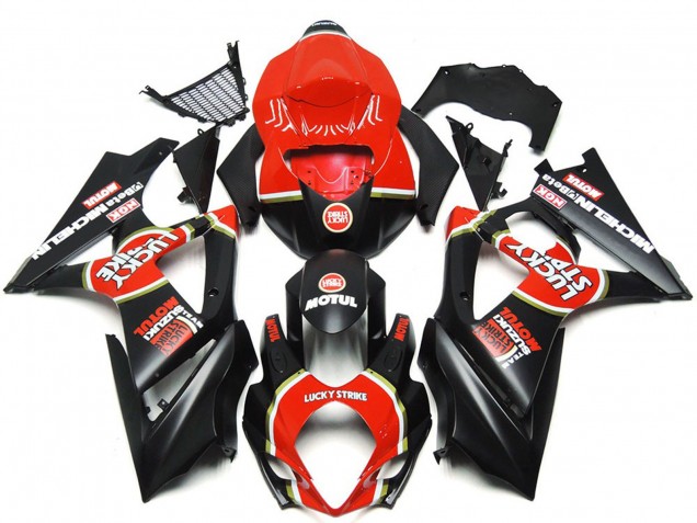 Rouge Noir Lucky Strike Carénage Moto Suzuki GSXR 1000 2007-2008