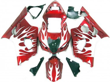 Blanc Rouge Flamme Carénage Moto Suzuki GSXR 1000 2003-2004 Pas Chère