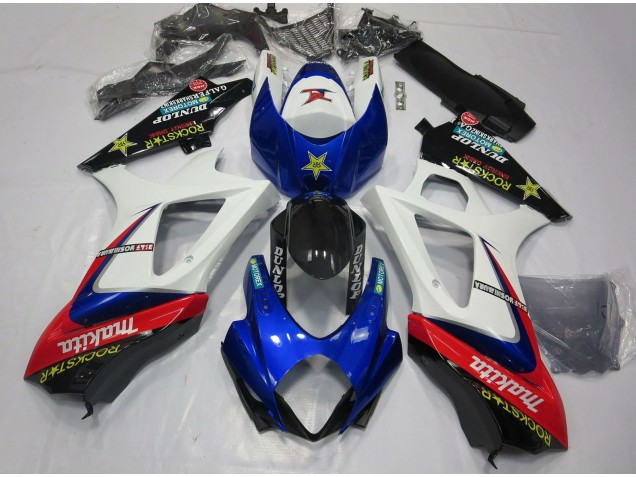 Blanc Bleu Rouge Noir Rockstar Carénage Moto Suzuki GSXR 1000 2007-2008