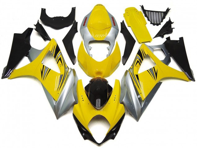 Jaune Argent Noir OEM Style Carénage Moto Suzuki GSXR 1000 2007-2008
