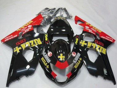 Noir Brillant Rouge Jaune Rizla Carénage Moto Suzuki GSXR 600 / GSXR 750 2004-2005 Pas Chère