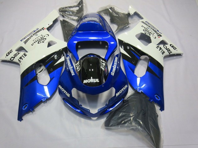 Blanc Bleu Noir Brillant Carénage Moto Suzuki GSXR 600 / GSXR 750 2001-2003