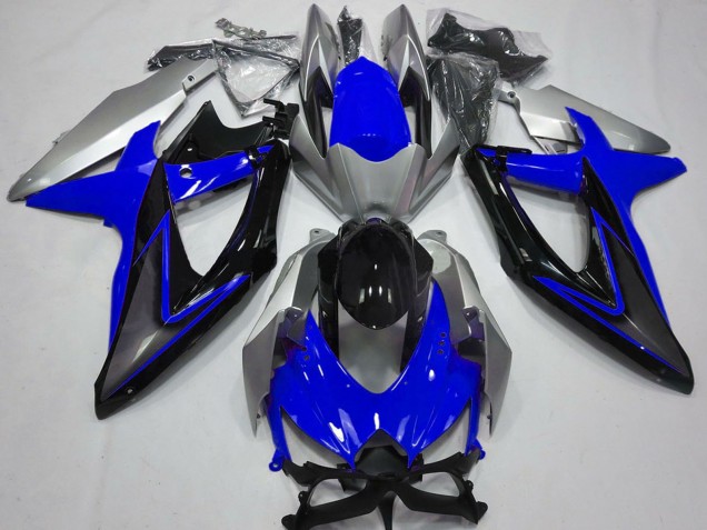Argent Bleu Noir Brillant Carénage Moto Suzuki GSXR 600 / GSXR 750 2008-2010