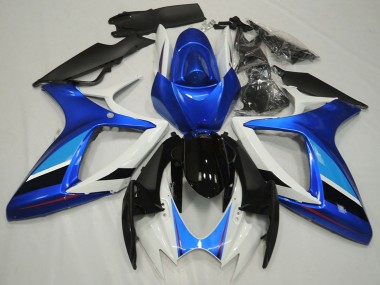 Blanc Bleu Noir Brillant Bande Carénages Moto Suzuki GSXR 600 / GSXR 750 2006-2007 Pas Chère
