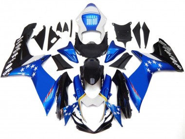 Bleu Style Rouge Étoile Carénage Moto Suzuki GSXR 600 / GSXR 750 2011-2024 Pas Chère