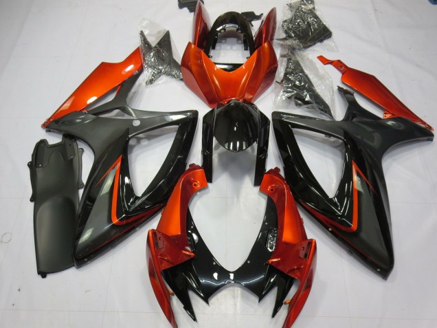Burnt Orange Gris Noir Brillant Carénage Moto Suzuki GSXR 600 / GSXR 750 2006-2007