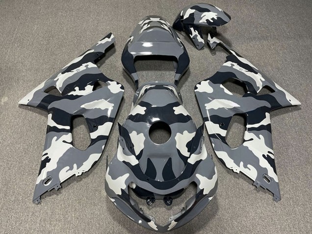 Gris Noir Blanc Camouflage Carénage Moto Suzuki GSXR 600 / GSXR 750 2001-2003