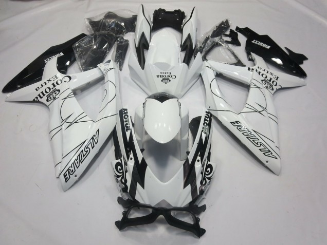 Blanc Noir Alstare Corona Motul Carénage Moto Suzuki GSXR 600 / GSXR 750 2008-2010