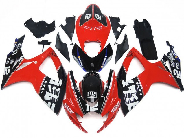 Rouge Noir Brillant Blanc Carénage Moto Suzuki GSXR 600 / GSXR 750 2006-2007