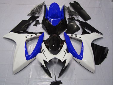 Blanc Bleu Noir Brillant Étoile Carénage Moto Suzuki GSXR 600 / GSXR 750 2006-2007 Pas Chère