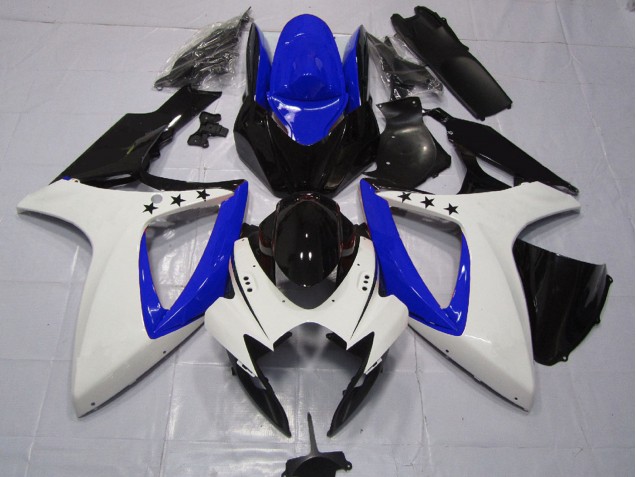 Blanc Bleu Noir Brillant Étoile Carénage Moto Suzuki GSXR 600 / GSXR 750 2006-2007