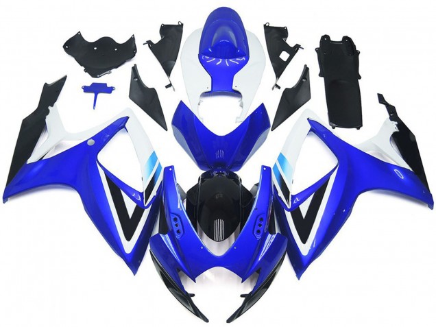 Blanc Bleu Noir Brillant OEM Style Kits Carénages Moto Suzuki GSXR 600 / GSXR 750 2006-2007
