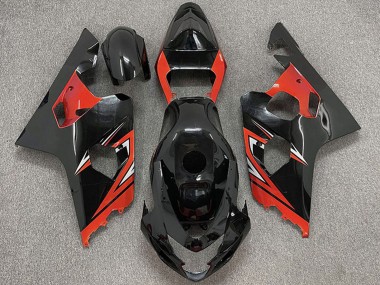 Noir Brillant Rouge Carénage Moto Suzuki GSXR 600 / GSXR 750 2004-2005 Pas Chère