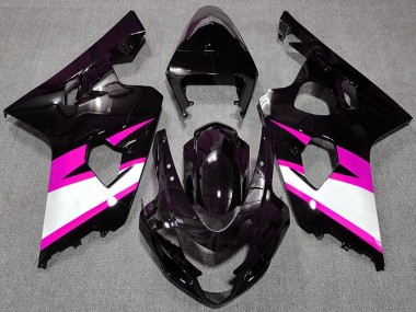 Noir Brillant Rose Blanc Carénage Moto Suzuki GSXR 600 / GSXR 750 2004-2005 Pas Chère