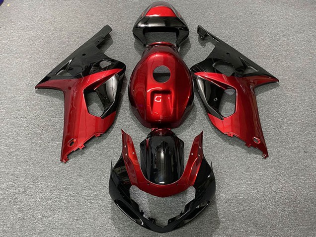 Rouge Noir Brillant Carénage Moto Suzuki GSXR 600 / GSXR 750 2001-2003