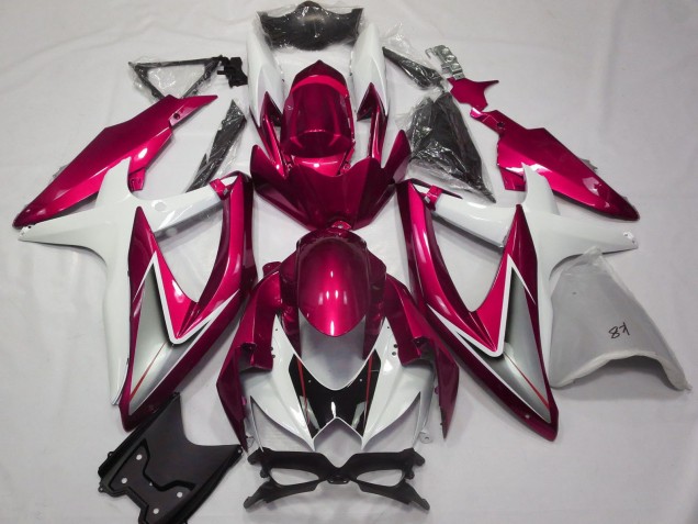 Blanc Rouge Argent Noir Carénage Moto Suzuki GSXR 600 / GSXR 750 2008-2010