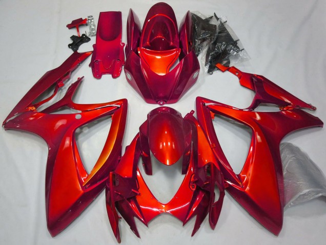 Rouge Brillant Plaine Carénage Moto Suzuki GSXR 600 / GSXR 750 2006-2007