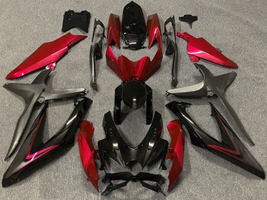 Rouge Noir Brillant Noir Mat Carénage Moto Suzuki GSXR 600 / GSXR 750 2008-2010 Pas Chère