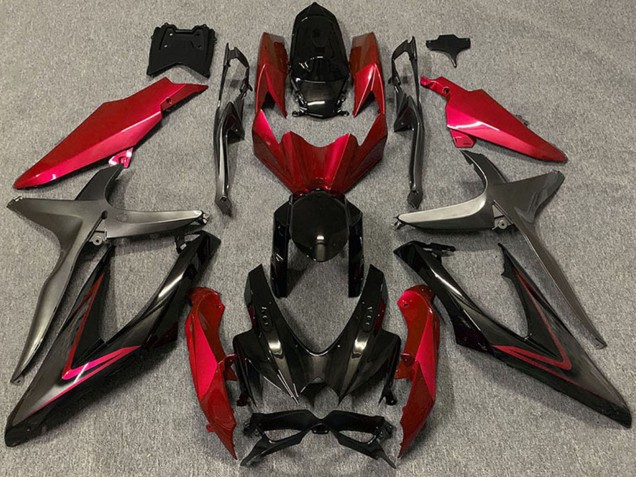 Rouge Noir Brillant Noir Mat Carénage Moto Suzuki GSXR 600 / GSXR 750 2008-2010