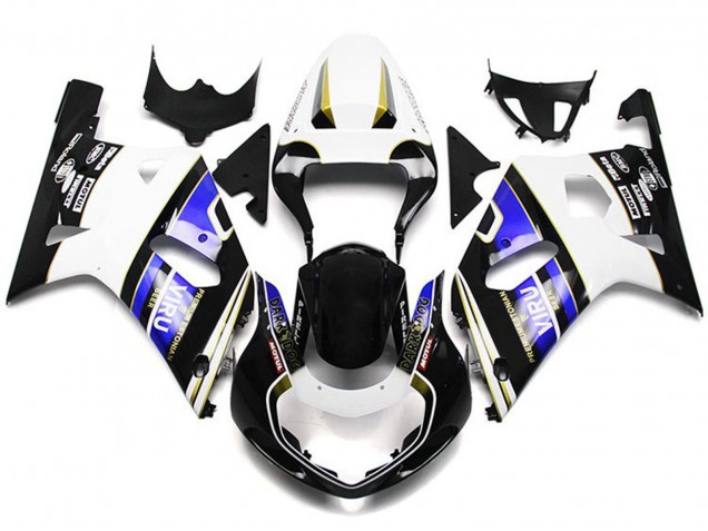 Blanc Bleu Noir Brillant Viru Style Carénage Moto Suzuki GSXR 600 / GSXR 750 2001-2003