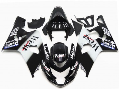 Noir Brillant Blanc West OEM Style Carénage Moto Suzuki GSXR 600 / GSXR 750 2004-2005 Pas Chère